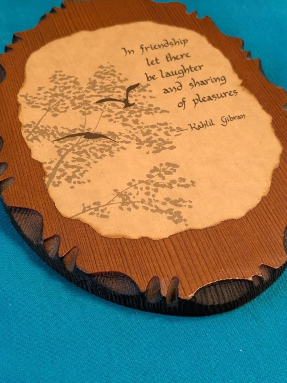 Rustic Wooden Wall Plaque Friendship by Kahlil Gibran